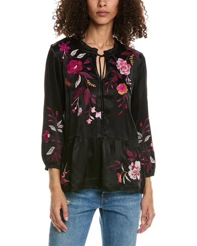 Johnny Was Women's Mirabel Embroidered Satin Blouse In Black