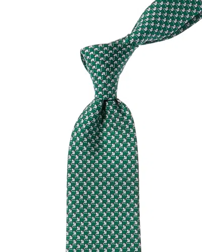 Ferragamo Green Mice Silk Tie