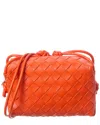 Bottega Veneta Small Intrecciato Leather Crossbody Bag In Orange