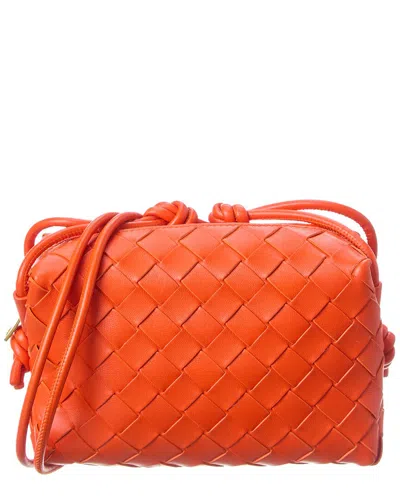 Bottega Veneta Small Intrecciato Leather Crossbody Bag In Orange