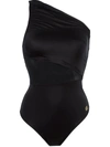 Brigitte One Shoulder Draped Swimsuit In Black