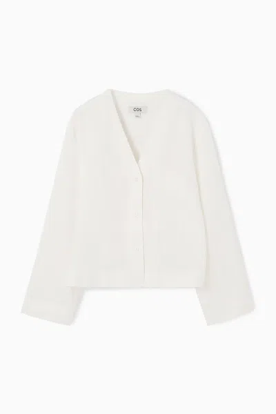 Cos Flared-sleeve Linen Blouse In White