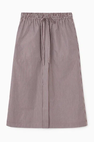 Cos Drawstring Midi Skirt In Brown
