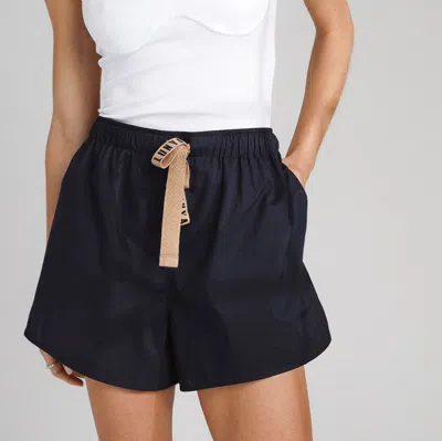 Lunya Airy Cotton Curved Hem Short In Deep Blue