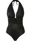 Brigitte Deep V-neck Swimsuit In Black