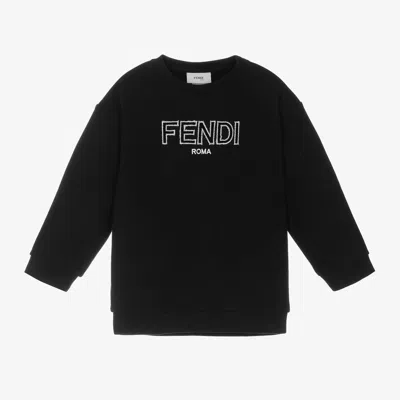 Fendi Kids' Girls Black Cotton Sweatshirt In Grey