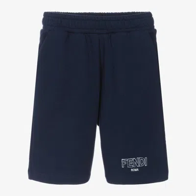 Fendi Kids' Boys Blue Cotton Shorts In Multi
