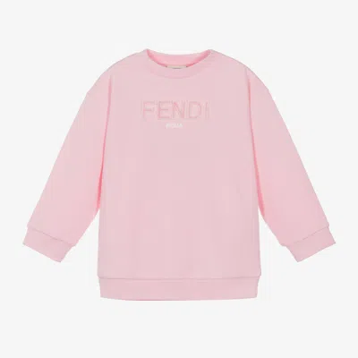 Fendi Kids' Girls Pink Cotton Sweatshirt In Burgundy