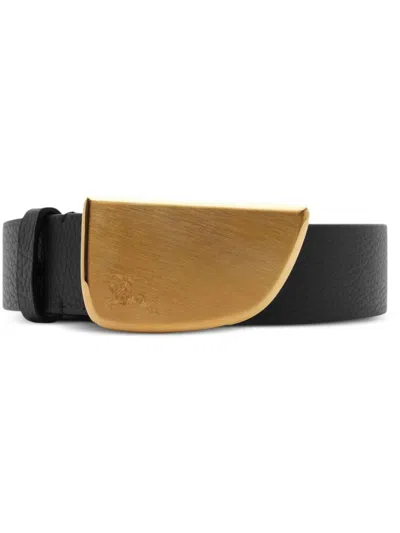 Burberry Engraved-detail Leather Belt In Black