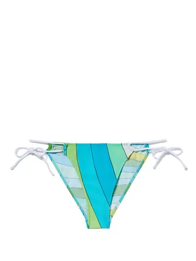 Pucci Iride-print Bikini Bottoms In Blue