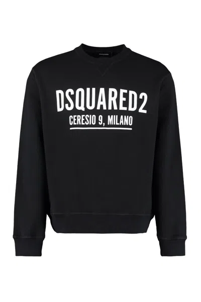 Dsquared2 Logo Detail Cotton Sweatshirt In Black
