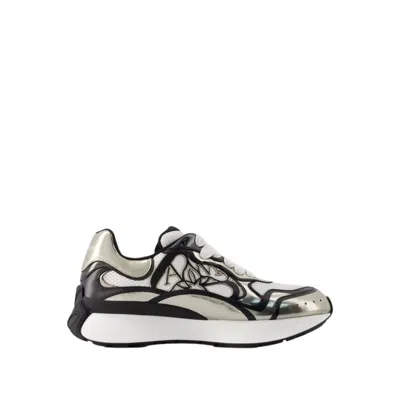 Alexander Mcqueen Sprint Runner Sneakers - Leather - Beige/black In Grey