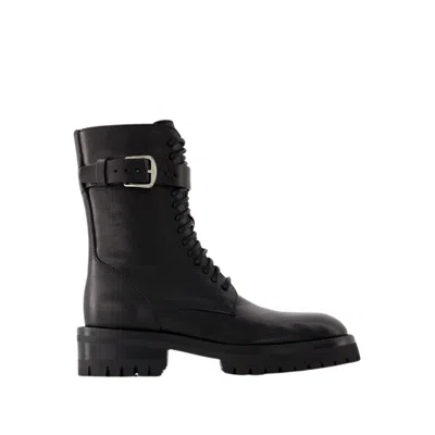 Ann Demeulemeester Cisse Leather Combat Boots In Black