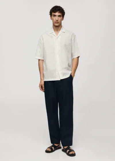 Mango Relaxed Fit 100% Cotton Embroidered Shirt Off White In Blanc Cassé