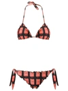 Amir Slama Printed Triangle Bikini Set In Black