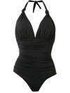 Brigitte Draped Swimsuit In Black