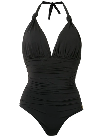 Brigitte Draped Swimsuit In Black