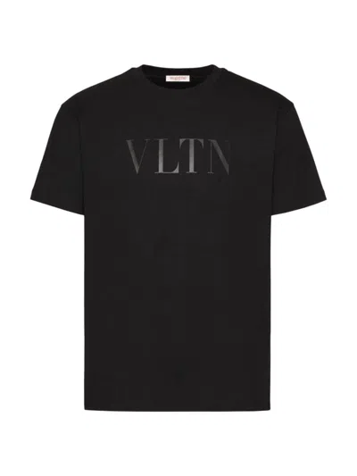Valentino Logo Print Cotton T-shirt In Black