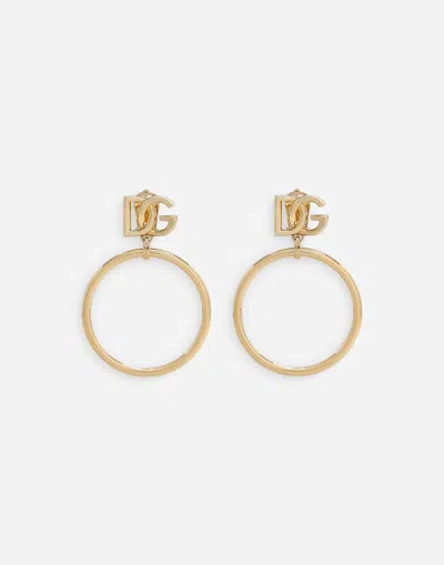 Dolce & Gabbana Hoop Earrings With Dg Logo In ゴールド