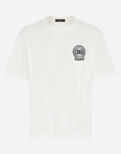 Dolce & Gabbana Dg Logo-embroidered Cotton T-shirt In White