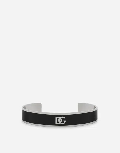 Dolce & Gabbana Enameled Bracelet With Dg Logo In Black