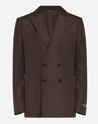 Dolce & Gabbana Double-breasted Poplin Portofino-fit Jacket In Brown