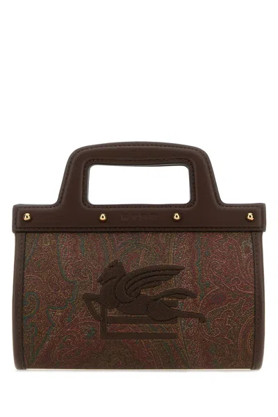 Etro Leather Inserts Canvas Handbag