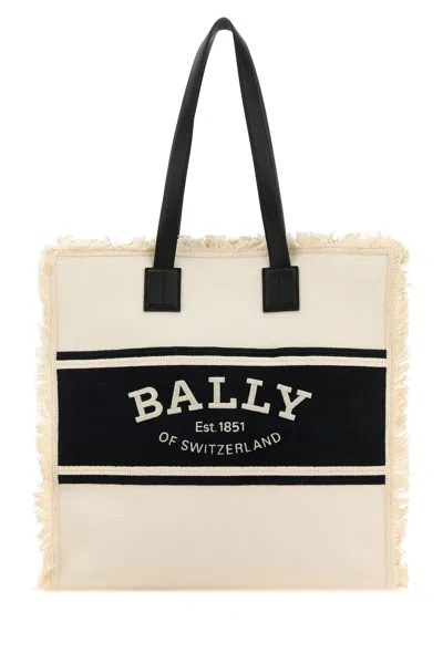 Bally Woman Sand Canvas Shopping Bag In Brown