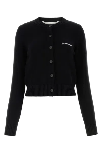 Palm Angels Classic Logo Fitted Cardigan Clothing In Black