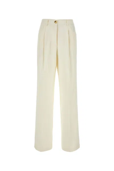Pt Torino Gabrielle - Viscose And Linen Trousers In White