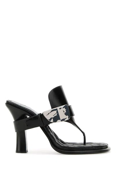 Burberry Bay Leather Sandals In Black
