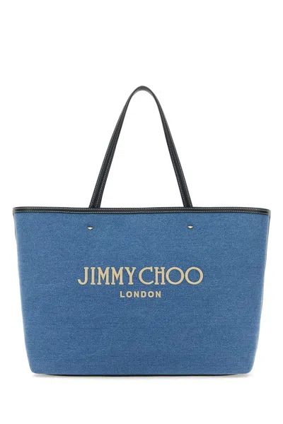 Jimmy Choo Marli Denim Tote Bag In Denimecrunavylightgold