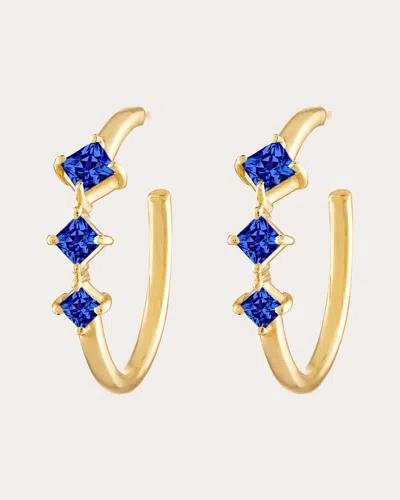 Gigi Ferranti Women's Essentials Princess Three-stone Hoop Earrings In Blue