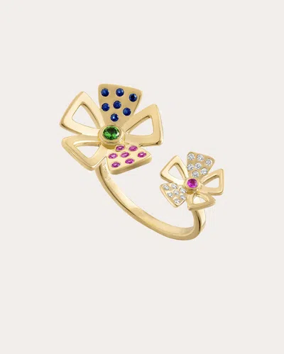 Gigi Ferranti Women's Marcella Links Two Flower Ring In Sapphire/gold