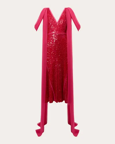 Erdem Women's Draped Sequin Midi Dress In Pink