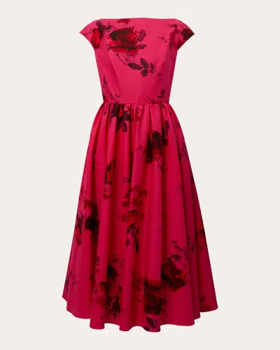 Erdem Floral Print Midi Dress In Red