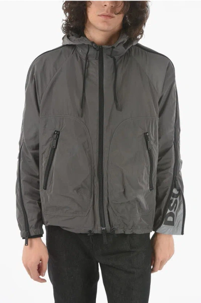 Dsquared2 Windbreaker With Logo On The Sleeve In Grey