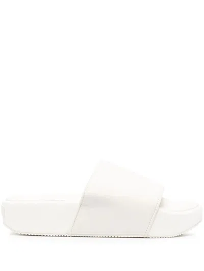 Adidas Y3 Adidas Y-3 Logo-patch Platform Slides In Ivory