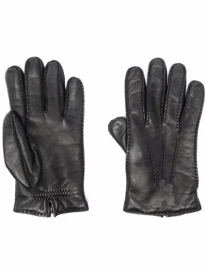 Ami Alexandre Mattiussi Paris Ami De Coeur Leather Gloves In Black