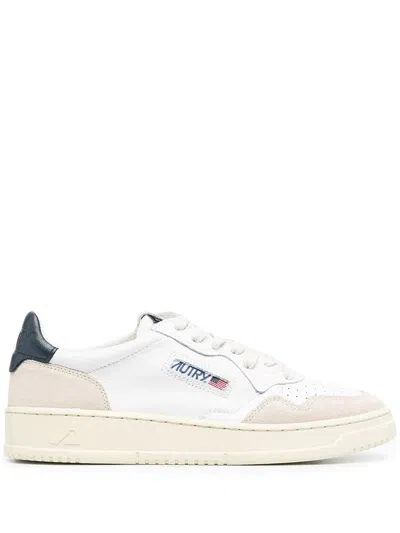 Autry Medalist Suede-panel Sneakers In White,blue