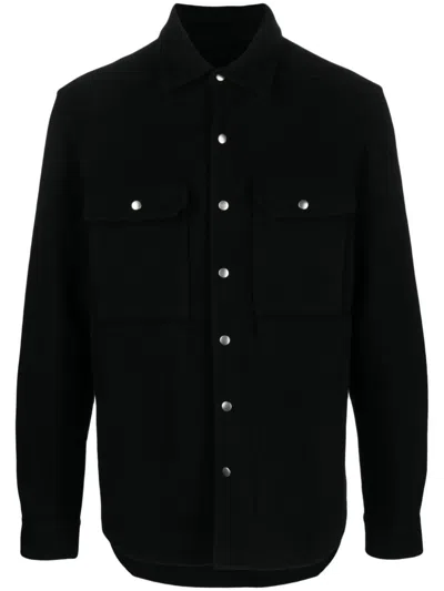 Rick Owens Cashmere Shirt Jacket In Black
