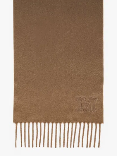 Max Mara Cashmere Stole With Embroidery In Sabbia