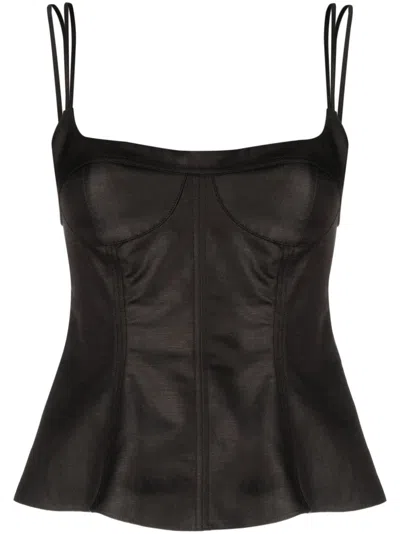 Stella Mccartney Corset-style Peplum Tank Top In Black