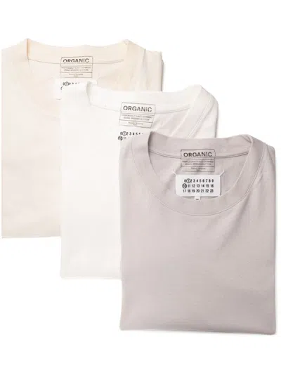 Maison Margiela Cotton T-shirt Set In Grey White Cream