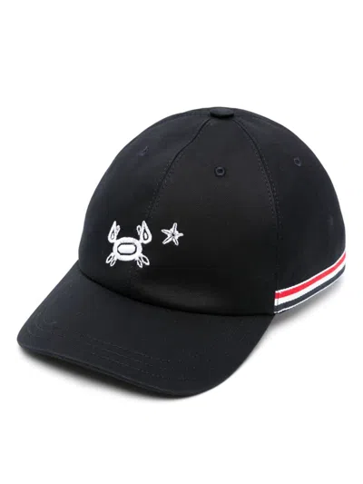Thom Browne Embroidered Baseball Cap In Navy