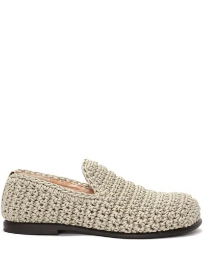 Jw Anderson Crochet Mocassin Loafers In Natural