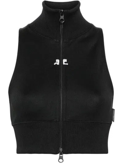 Courrèges Cropped Waistcoat In Sand