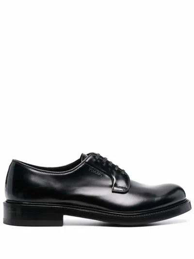 Prada Derby Lace-up Shoes In Nero