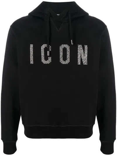 Dsquared2 Icon Studded Hoodie In Black