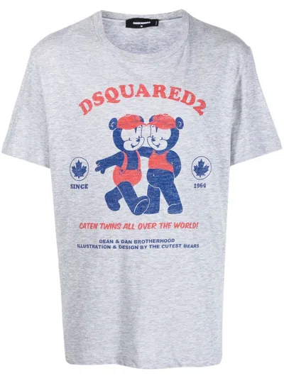 Dsquared2 Logo-print Short-sleeve T-shirt In Grey Melange